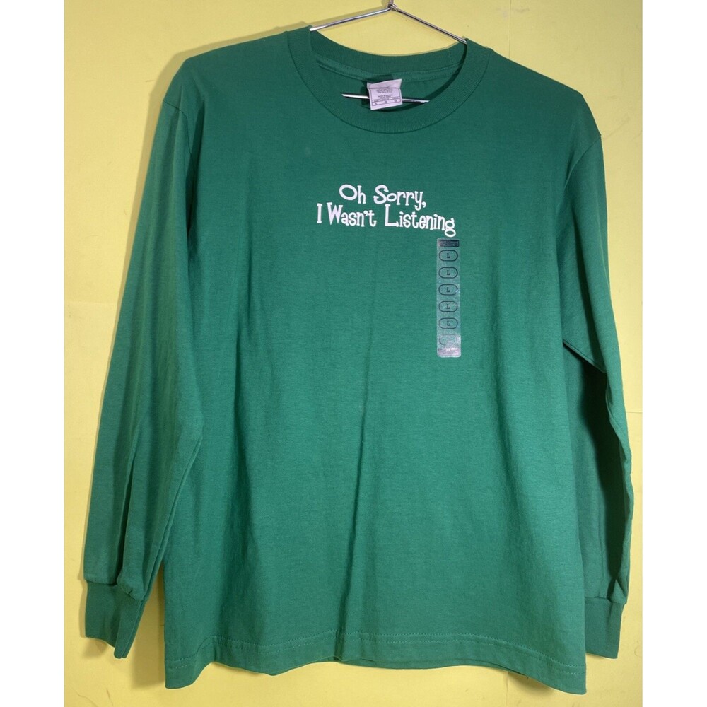 Steve & Barry’s Sweater Youth L Green “oh Sorry I Wasn’t Listening “